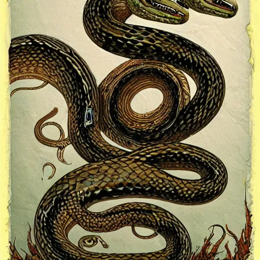 Image similar to Serpent King, snakes, Grubby, volatile, abomination, highly detailed, maximalist