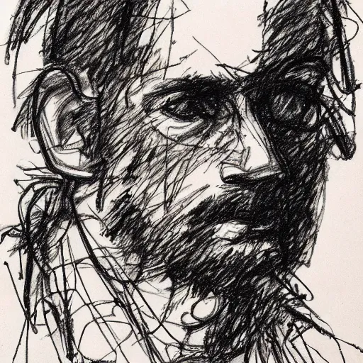 Image similar to a realistic yet scraggly portrait sketch of the side profile of a stern and sophisticated jonny greenwood, trending on artstation, intricate details, in the style of frank auerbach, in the style of sergio aragones, in the style of martin ansin, in the style of david aja, in the style of mattias adolfsson