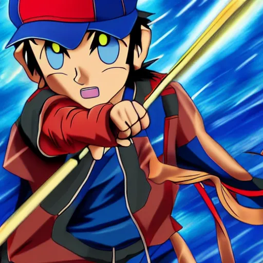 Prompt: ash ketchum dueling yugi moto, anime, highly detailed