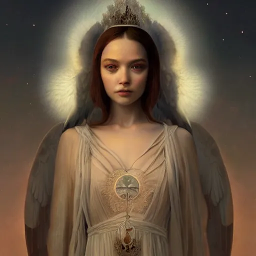 Image similar to A beautiful digital painting of a baby female Seraphim, princess, the moon behind her, intricate, cinematic lighting, highly detailed, digital painting, Artstation, concept art, smooth, sharp focus, illustration, art by Tom Bagshaw, Artgerm and Greg Rutkowski