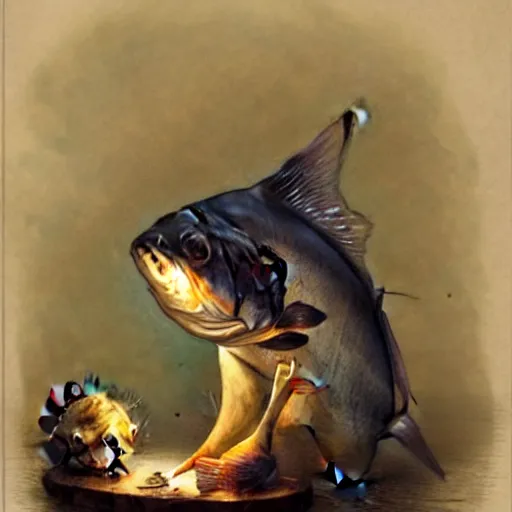 Image similar to ( ( ( ( ( fish as lamp. muted colors. ) ) ) ) ) by jean - baptiste monge!!!!!!!!!!!!!!!!!!!!!!!!!!!