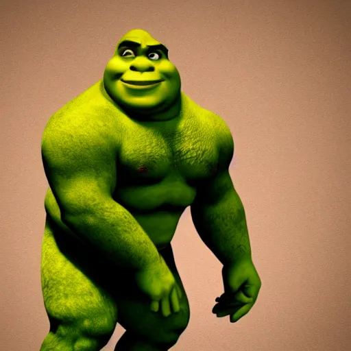 Image similar to ripped shrek posing for the camera, 8 k