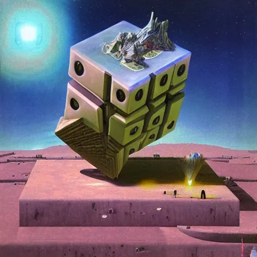 Image similar to galactic uncanny dark Antarctica cube pug pie raclette thorn , by Henriette Grindat and Jarosław Jaśnikowski and Bruce Pennington , vaporwave , voxel , renaissance painting