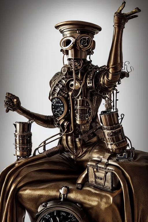 Prompt: hyper real photograph of a steampunk gogotte statue