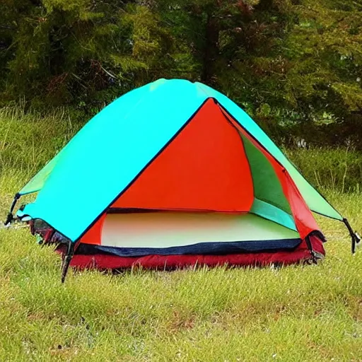 Image similar to a multi colored spraypainted camping tent