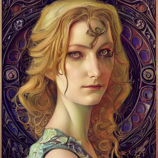 Image similar to an art nouveau painting in the style of donato giancola, and in the style of charlie bowater, and in the style of claudio errico. symmetry, smooth, sharp focus, semi - realism, intricate detail.