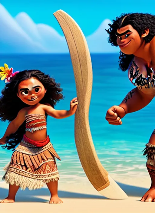 Image similar to moana 2, the sequel, wlop + royo + artgerm, soft natural light, stillframe, by akihiko yoshida, preview, release 2 0 1 9