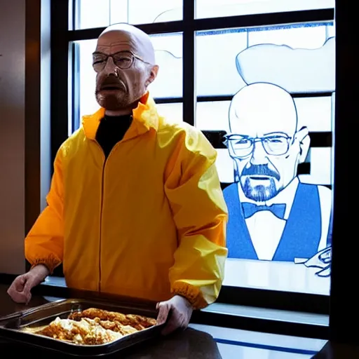 Image similar to walter white at mcdonalds window, serving food