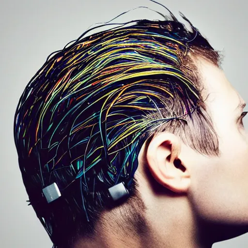 Prompt: person with cable hair electronic music