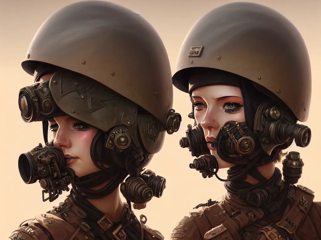 Prompt: portrait of dieselpunk blackpink lisa soldier girl, helmet, stormy sand desert, armored, highly detailed, digital painting, face detail, sharp focus, art, illustrations by loish and ayanamikodon and irakli nadar and rossdraws and wlop