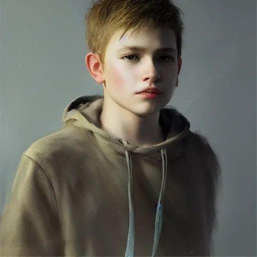 Image similar to stunning teen boy portrait by ruan jia