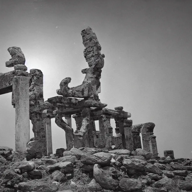 Image similar to old photo of surreal ancient alien temple on exoplanet