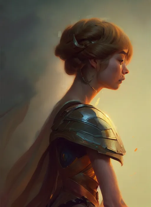 Image similar to side portrait, imogen poots, paladin, gloomhaven, organic painting, hard edges, luminescent, octane render, by greg manchess, huang guangjian, gil elvgren, sachin teng, greg rutkowski, jesper ejsing, rhads, ilya kuvshinov, cushart krenz