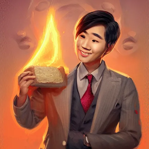 Prompt: portrait of streamer disguised toast, matte painting by ross tran, artstation