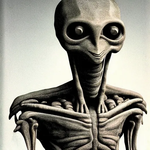 Prompt: a humanoid alien creature