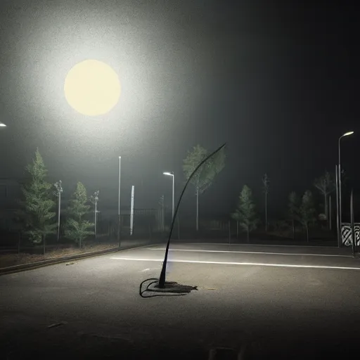 Image similar to werewolf from van helsing unreal engine hyperreallistic render 8k in an an empty parking lot at midnight lit by streetlamps