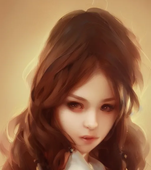 Prompt: portrait of a young cute beautiful short female with brown hair and big brown eyes artwork by WLOP, Ross Tran, artstation