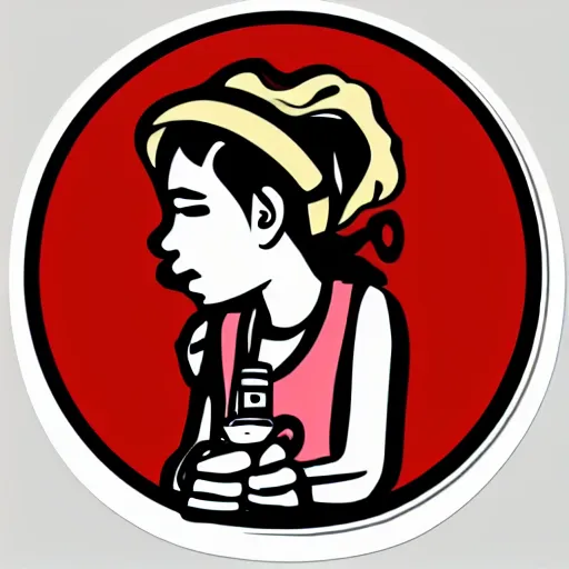 Image similar to sticker illustration of a vaping girl