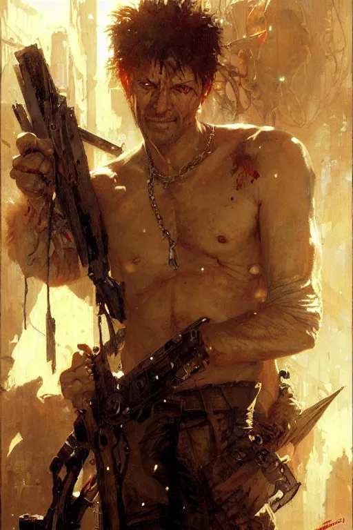 Image similar to chainsawman portrait dnd, painting by gaston bussiere, craig mullins, greg rutkowski, yoji shinkawa