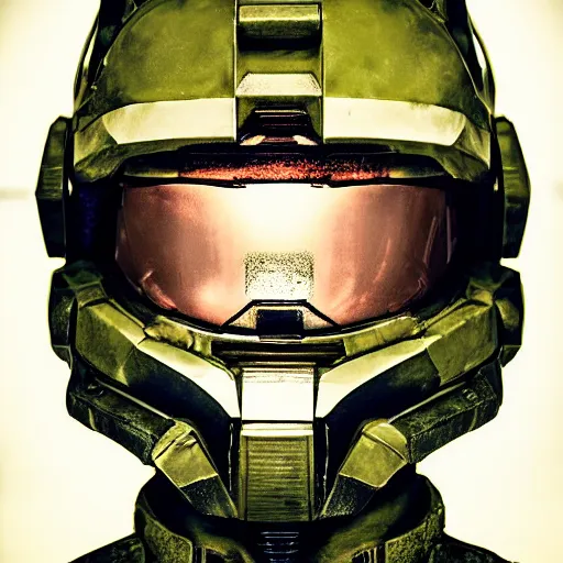 Prompt: professional photo portrait of the master chief from halo in the style of the movie lone survivor nikon d 8 0 6 0 mm lens, cinematic lighting and shadows