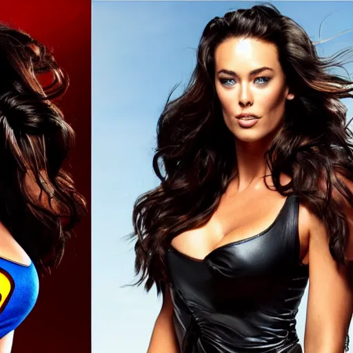 Image similar to photograph of Megan Gale as a super hero, highly detailed, headshot Portrait, hyper realistic .