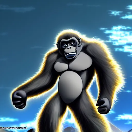 Image similar to an anime gorilla, 4 k, landscape, high resolution, illustration, anime, manga