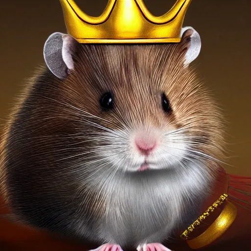 Digital painting of a king hamster with a crown and a | Stable ...