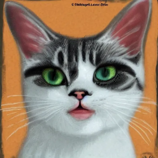 Image similar to a cute cat in the style of david lanham