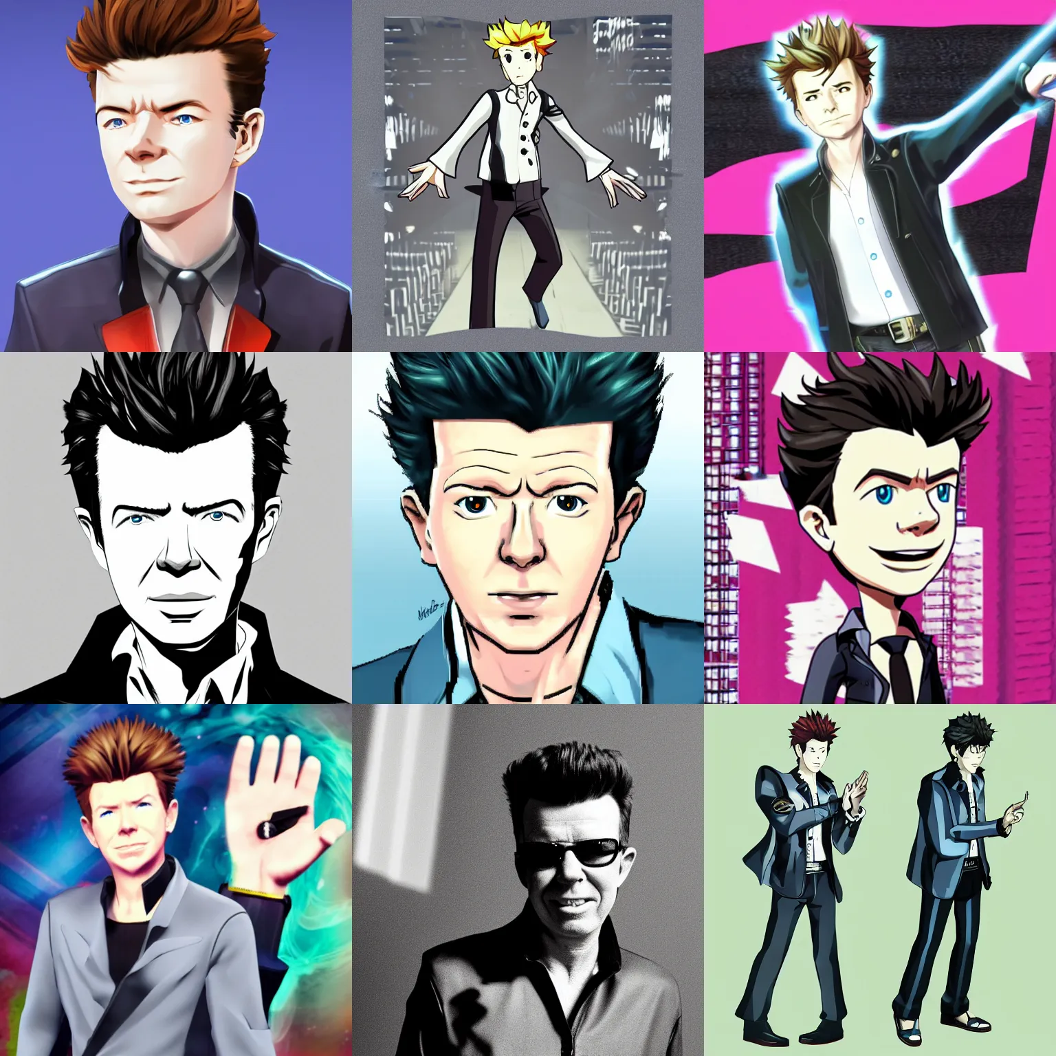 Prompt: Rick Astley, in style of Persona game
