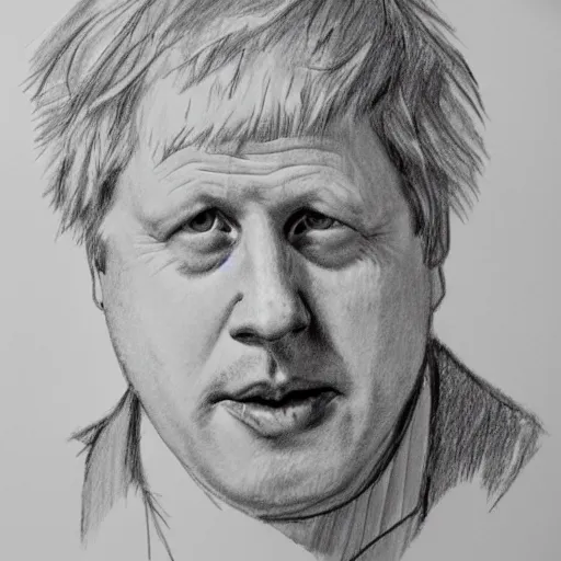 Image similar to boris johnson at a party , pencil sketch