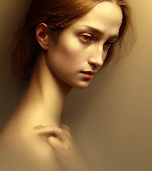 Image similar to portrait of a woman, heightened detail, poised, intense emotion, detailed facial expression, detailed surroundings, intricate, elegant, highly detailed, centered, digital painting, artstation, concept art, smooth, sharp focus, illustration, by ( leonardo da vinci ), wlop