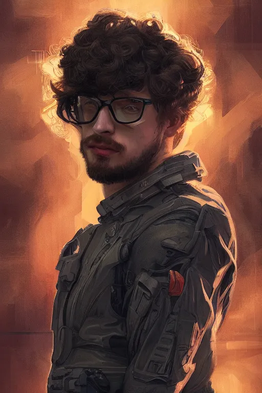 Image similar to portrait futuristic airforce Sam Hyde, inside future fighter, sci-fi, fantasy, intricate, very sigma, luxurious, human anatomy, rgb light, highly detailed, digital painting, artstation, concept art, smooth, sharp focus, illustration, art by tian zi and WLOP and alphonse mucha