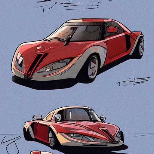 Image similar to akira art style retrofuturism car concept