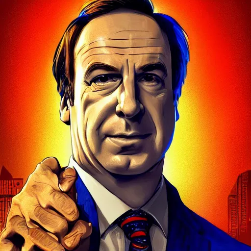 Image similar to saul goodman movie poster, dynamic pose, intricate, elegant, highly detailed centered digital painting artstation concept art smooth sharp focus illustration