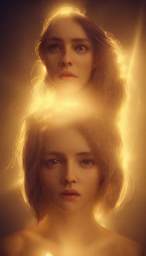Image similar to portrait art of female angel, art by alessio albi 8 k ultra realistic, angel wings, lens flare, atmosphere, glow, detailed, intricate, full of colour, led lighting, trending on artstation, 4 k, hyperrealistic, focused, extreme details, unreal engine 5, masterpiece
