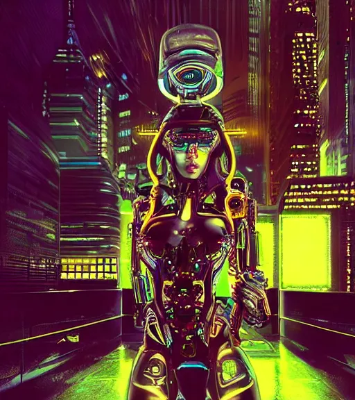 Prompt: portrait_photo_of_a_stunningly beautiful cybernetic maiden with neon light and a futuristic city at night behind her, 19th century, hyper detailed by Annie Leibovitz, Steve McCurry, David Lazar, Jimmy Nelsson, professional photography