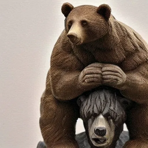 Image similar to vladimir putin riding a bear, very detailed face