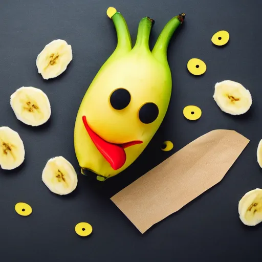 Image similar to Professional photograph of a peeled!!! banana with googly eyes and a duck beak. Peeled banana duck.