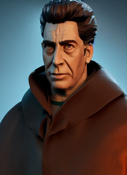 Prompt: Kramer from Seinfeld as a dark warrier, artstation, lighting, octane render, 4k, dramatic background