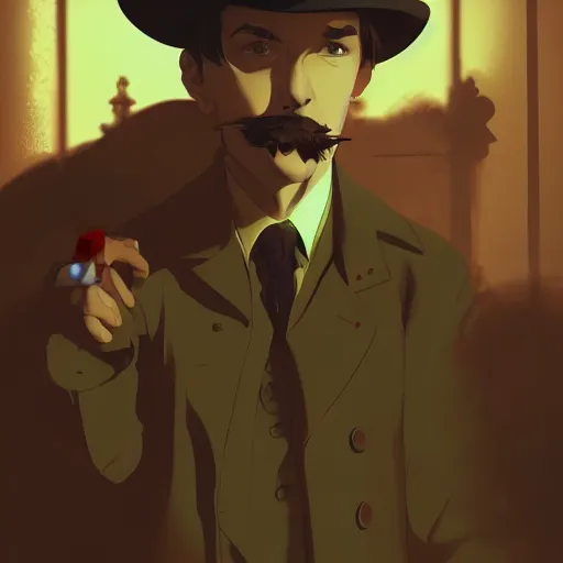 Prompt: Sir Arthur Conan Doyle as Sherlock Holmes, ambient lighting, 4k, anime key visual, lois van baarle, ilya kuvshinov, rossdraws, artstation