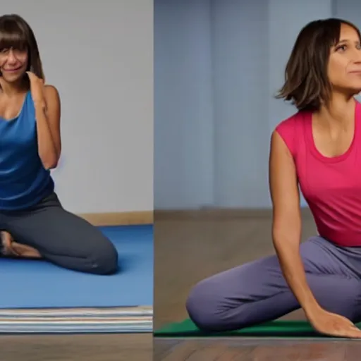 Image similar to photo of Rashida Jones doing the downward dog pose in the Citibank ad