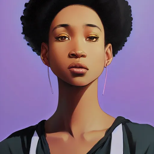 Prompt: a comic portrait of a teenager light - skin girl, afro hair, fine - face, realistic shaded perfect face, fine details, day setting. very anime style. realistic shaded lighting poster by ilya kuvshinov katsuhiro, magali villeneuve, artgerm, jeremy lipkin and michael garmash, rob rey and kentaro miura style, trending on art station