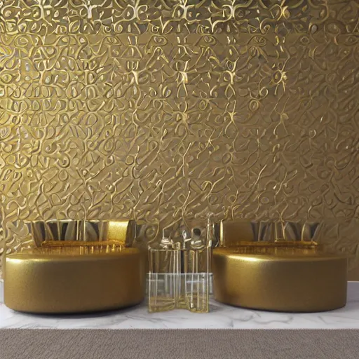 Image similar to royal gold wall with cool pattern on it, photorealistic