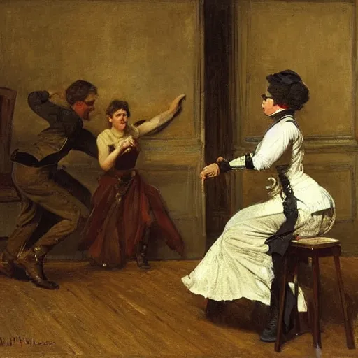 Image similar to actress rehearsing an action scene by alfred stevens