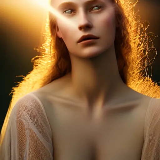 Image similar to photographic portrait of a stunningly beautiful female renaissance germanic pagan, in soft dreamy light at sunset, god rays, contemporary fashion shoot, by edward robert hughes, annie leibovitz and steve mccurry, david lazar, jimmy nelsson, breathtaking, 8 k resolution, extremely detailed, establishing shot, artistic, hyperrealistic, perfect face, octane render