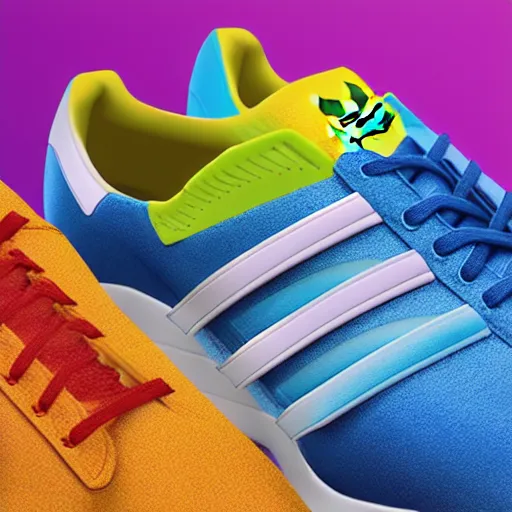 Image similar to a new colourful Adidas shoes, made of candies. Realistic. 8k. unreal 5. award-winning.