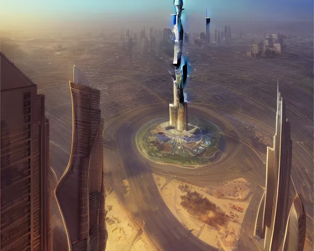 Prompt: dubai city and burj khalifa in front big desert, atmospheric lighting. by makoto shinkai, stanley artgerm lau, wlop, rossdraws, james jean, andrei riabovitchev, marc simonetti, krenz cushart, sakimichan, d & d trending on artstation, digital art.