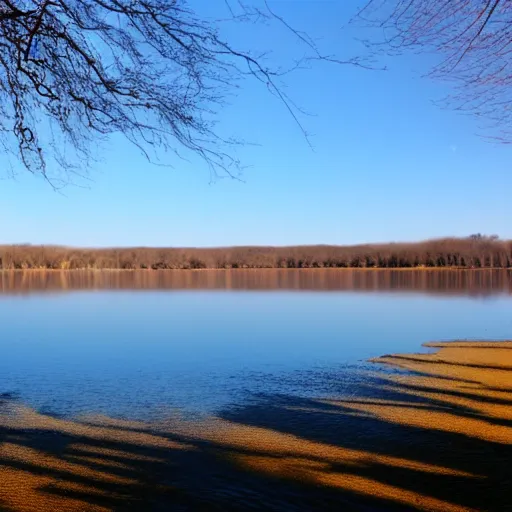 Image similar to lake with water like yellowed parchment and stepped on by a muddy frost giant