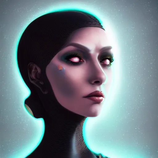 Image similar to face portrait of a robotic woman, sci fi, futuristic, cyber punkinspired by lois van baarle, cinematic, 8 k