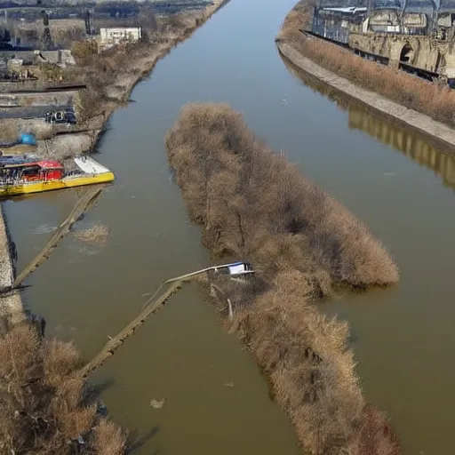 Image similar to odra river filled with toxic waste, decaying bodies of animals and dead, poisoned flora, high quality, informative press report photo 1 / 8 f